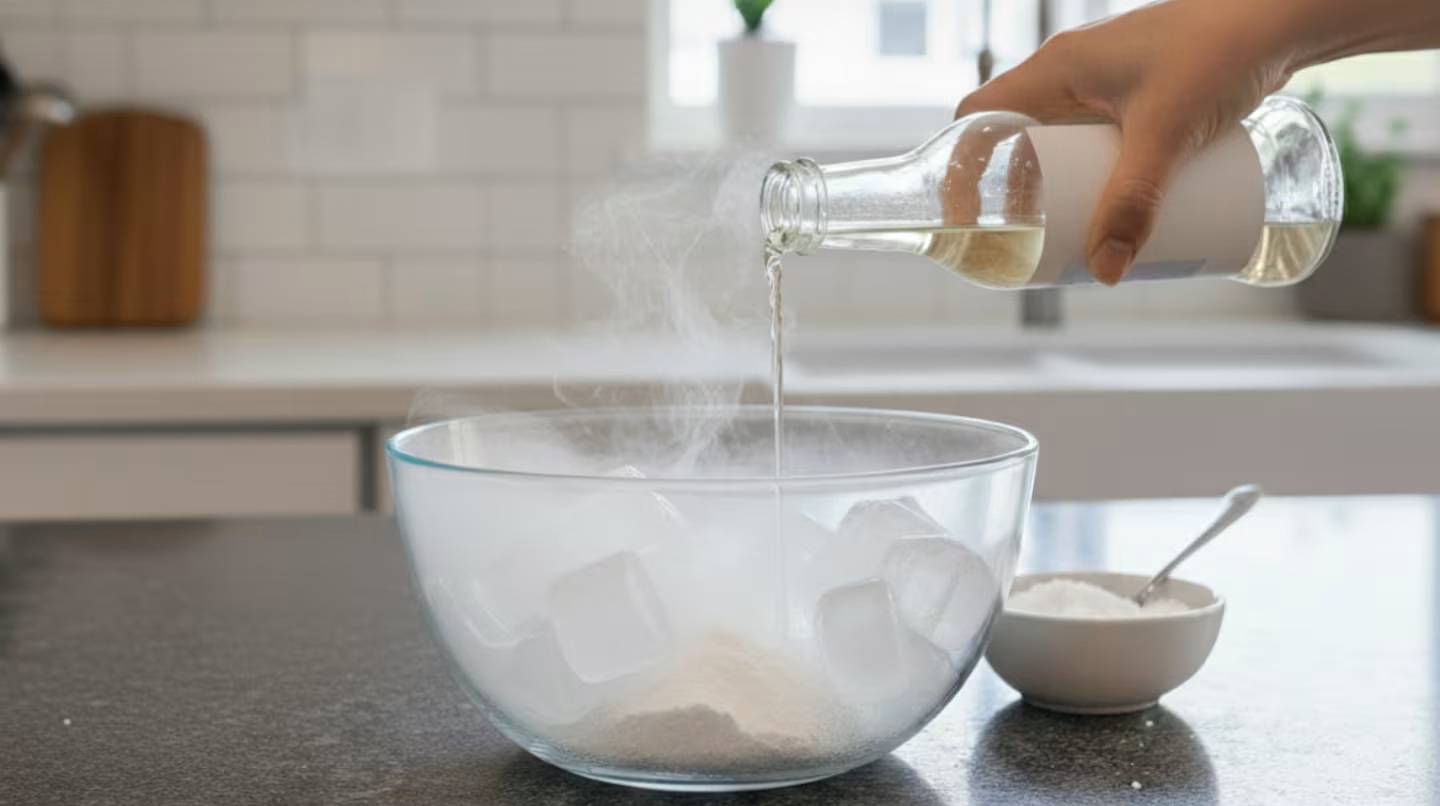 Smíchání jedlé sody, octa a kostek ledu: proč se to doporučuje a jaké jsou výhody v kuchyni